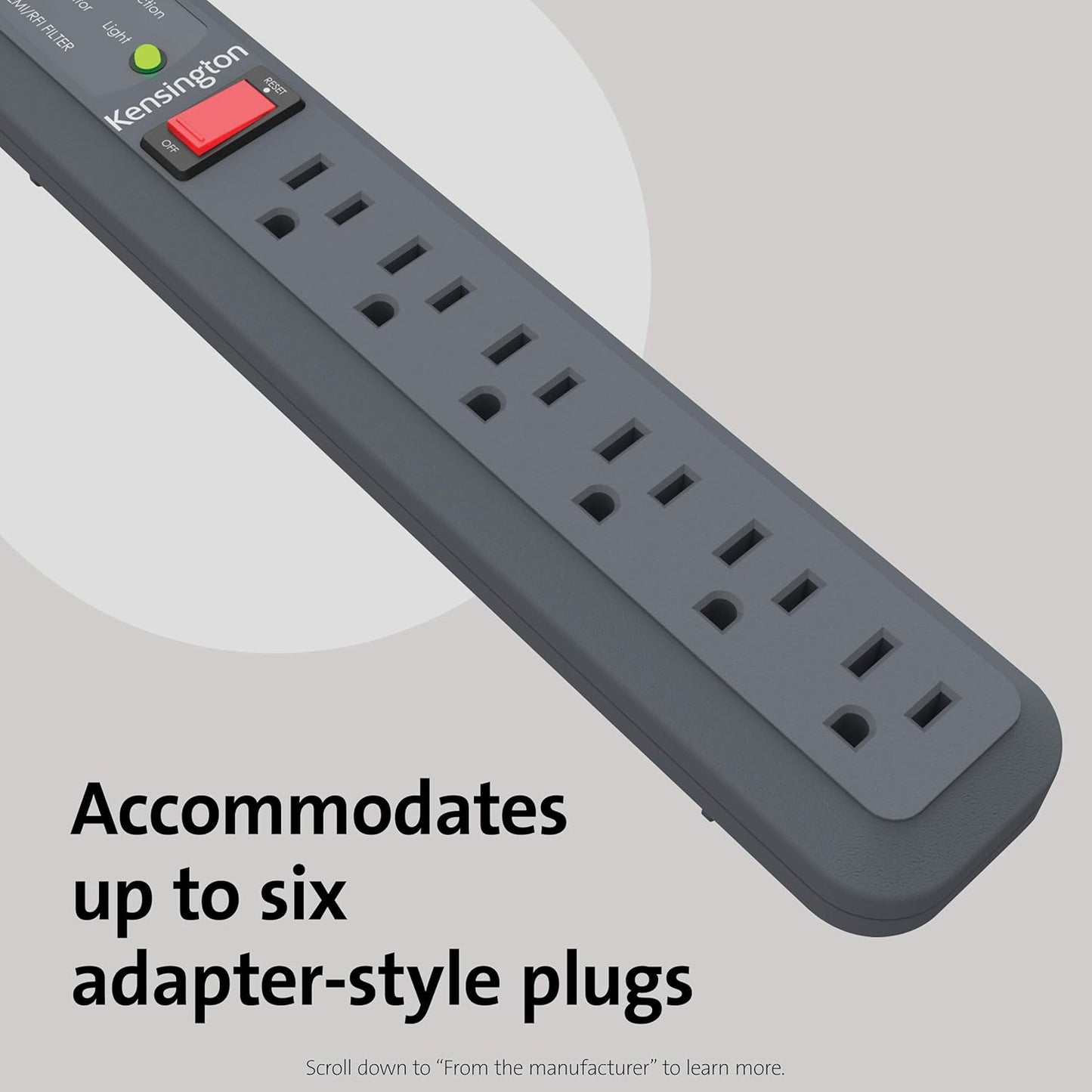 Guardian 6 Outlet Power Strip, 15Ft Surge Protector, 15-Foot Cord, 540 Joules, Black(K38215Na)